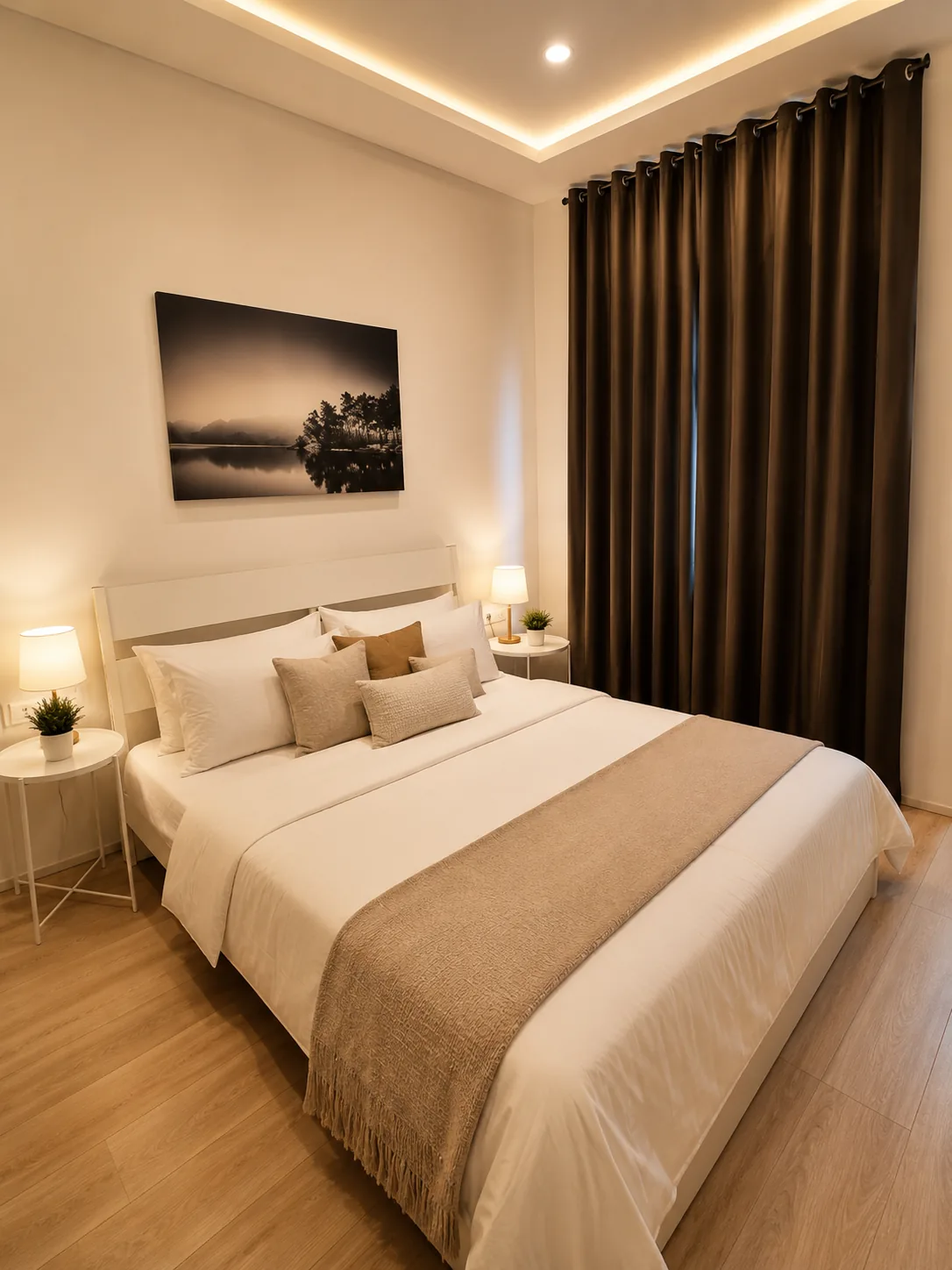 Private bedroom with yellow bedspread